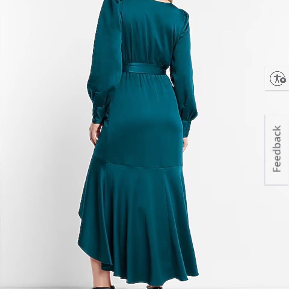 Express Deep Teal Long Sleeve Wrap Dress Dress XL - Picture 8 of 8